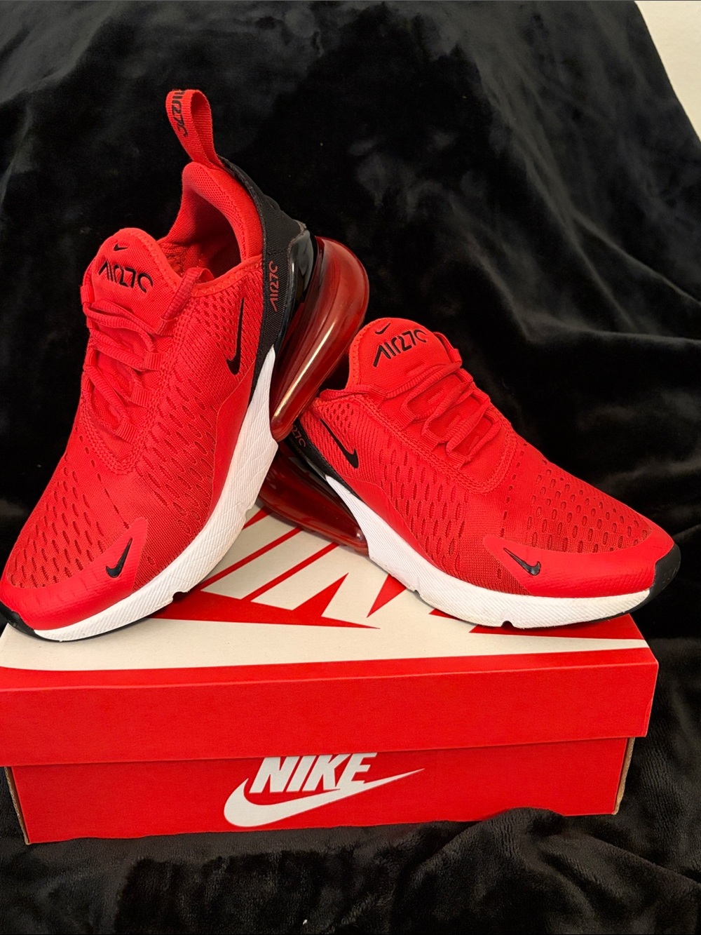 Nike Bright Red Air Max 270 Sneakers with Black Accents